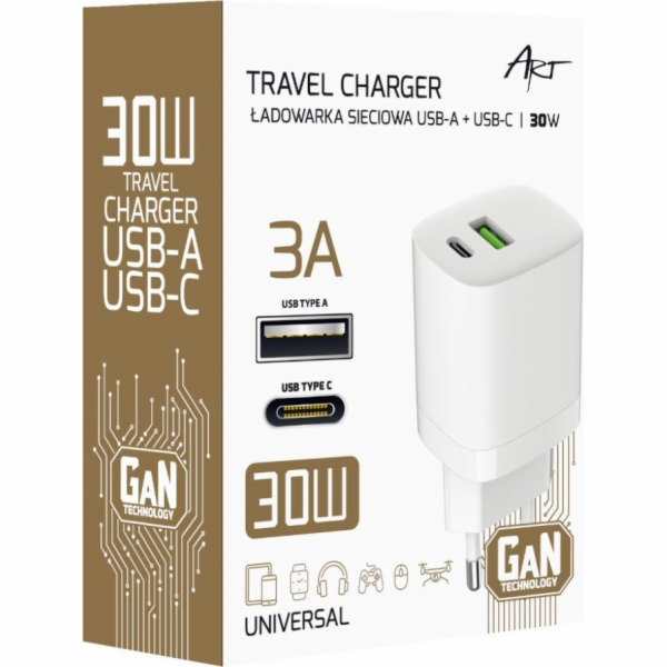 Art Nabíječka Charger GaN PD/QC 4.0 do zásuvky 1x USB-C 1...