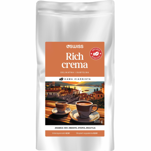 4Swiss čerstvě pražená kávová zrna Swiss Rich Crema 500 g
