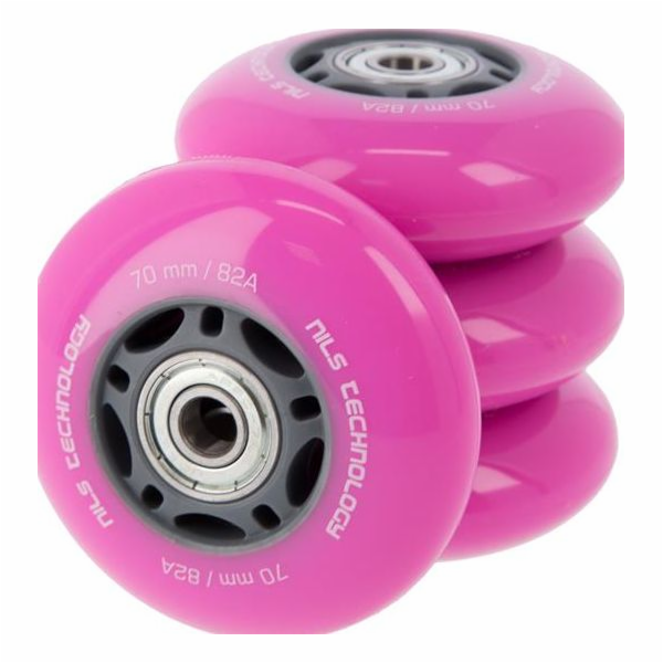 Nils Extreme PU 70x24 82A (4 ks) RŮŽOVÁ + ABEC-7 (8 ks) N...