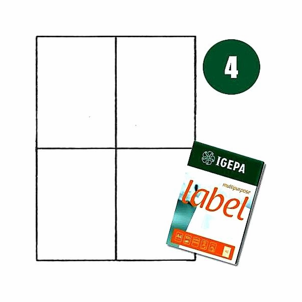 Igepa ETIKETY A4 IGEPA 105 X 148 MM BÍLÉ (100 ks)