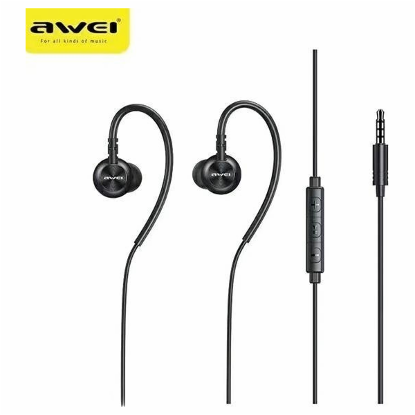 Awei Stereofonní sluchátka L3 3,5mm jack černá/černá