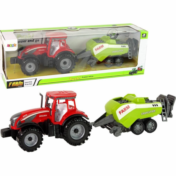 TRITON Červený farmářský traktor LeanToys se zeleným třec...