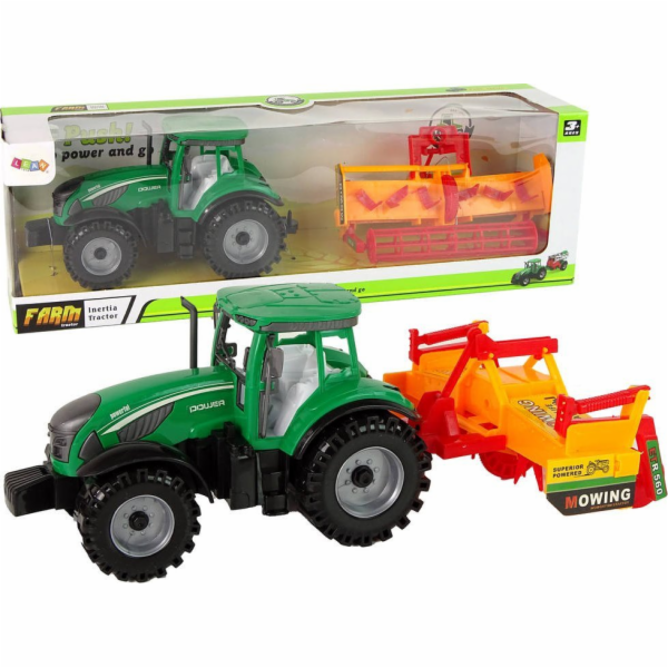 TRITON Zelený traktor LeanToys s oranžovým kultivátorem p...