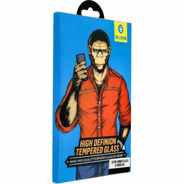 Blueo Tvrzené sklo 5D Mr. Monkey pro Apple iPhone 14 čern...