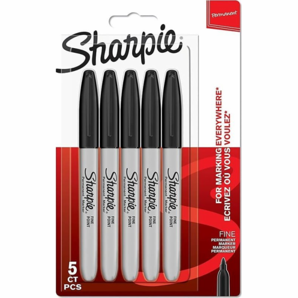 Sharpie Sharpie Marker Rundspitze F schwarz 0,9 mm 5er Bl...