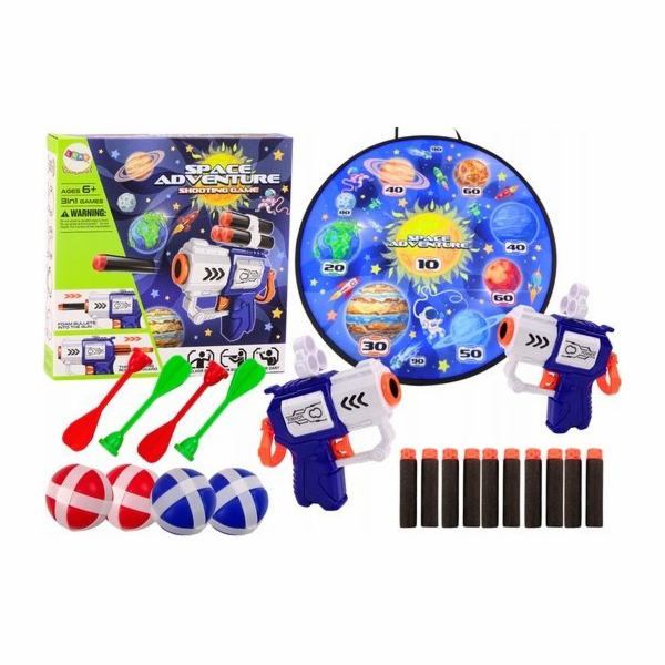 LeanToys Arkádová hra Štít Zbraně Šipky Míčky Vesmír