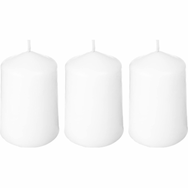 Atmosphera Válcová svíčka , bílá, 3 kusy, O 5 x 7,5 cm