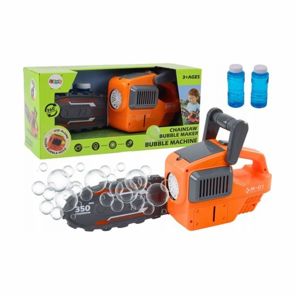 LeanToys Stroj na bubliny Řetězová pila oranžová
