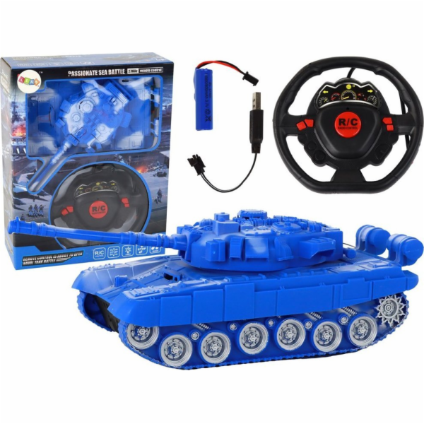 LeanToys Dálkově ovládaný R/C tank, světla, zvuk modře 1:...