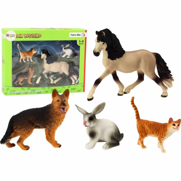 LeanToys Sada figurek - domácí mazlíčci, kůň, pes, králík...