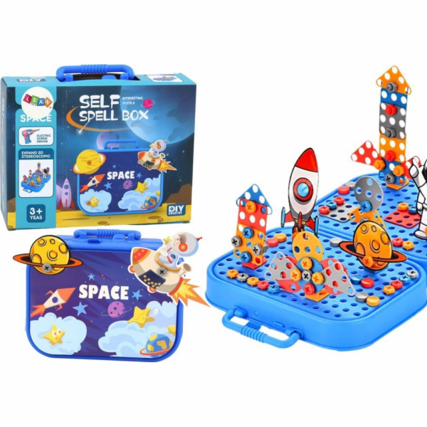 LeanToys Kufr DIY sada puzzle bloků Vesmírný šroubovák 22...