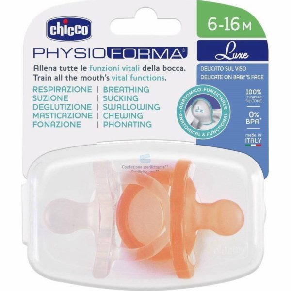 Chicco PhysioForma Luxe silikonový dudlík 6-16m oranžový ...