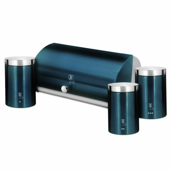 Chlebník a sada dóz 4 ks Aquamarine Metallic Line BH-6734