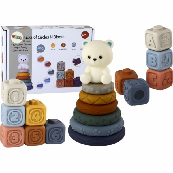 LeanToys Vzdělávací sada pro batolata Měkké bloky Pyramid...