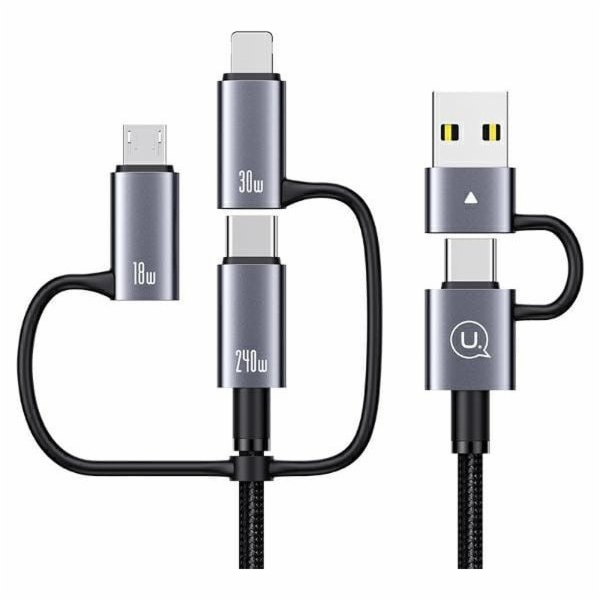 Usams Kabel USB-C - USB-C 1,2 m šedý