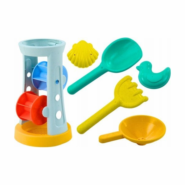 LeanToys Sada hraček do písku - mlýnek, hrábě, lopata, fo...