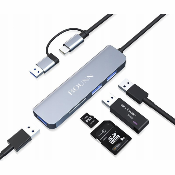 Bounn Adaptér HUB USB 5v2 USB/Type-C na USB 3.0+USB 2.0*2...