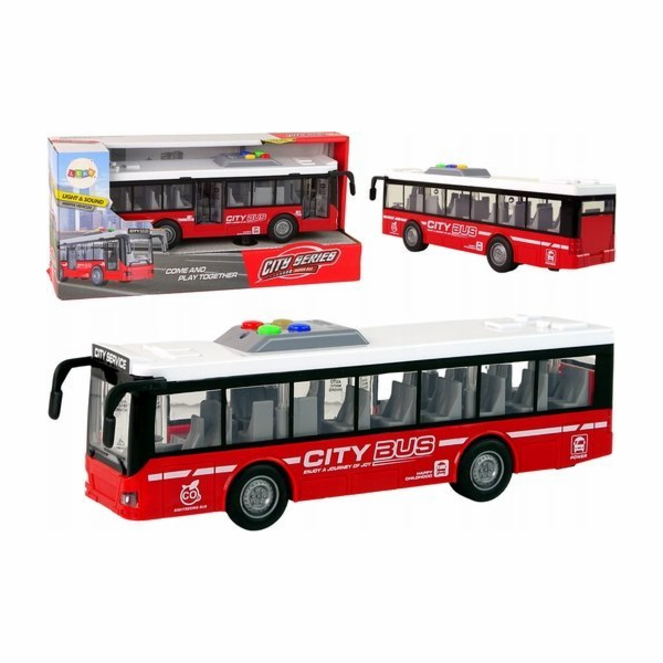 LeanToys Bateriový autobus Světla Zvuky Třecí Pohon Červe...