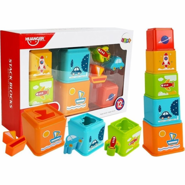 Lean Sport Pyramida z pohárů čtvercová s obrázky vozidel