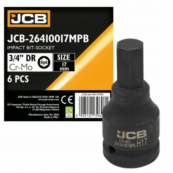 JCB Nástrčný klíč Impact Bit 3/4 17 mm (6hranný)