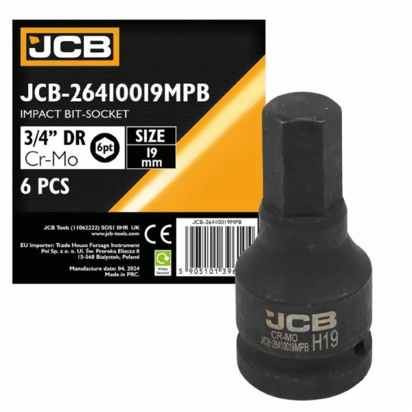 JCB Nástrčný klíč Impact Bit 3/4 19 mm (6hranný)