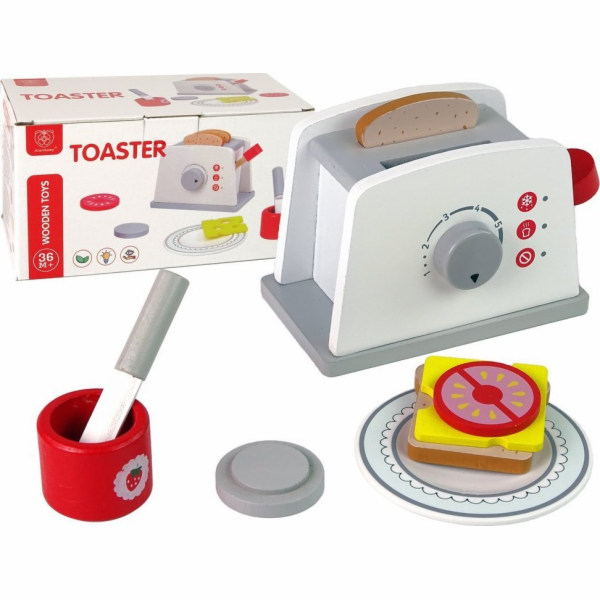 LeanToys Dřevěný toustovač, příslušenství k snídani, knof...