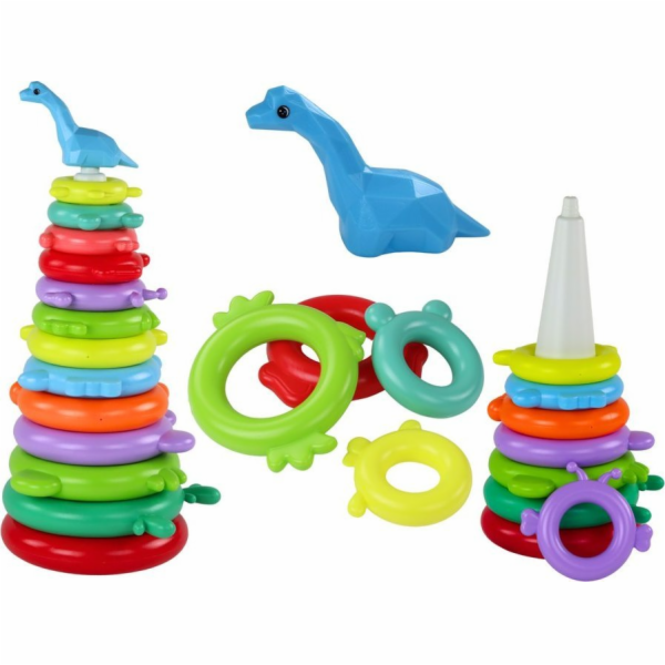 LeanToys Puzzle Pyramid Giraffe 13 barevných kruhů 43 cm ...