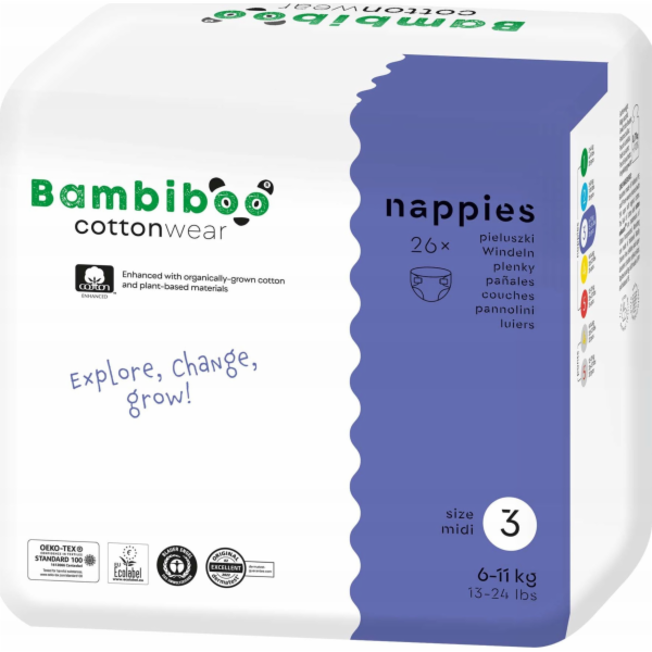 Munchkin BAMBIBOO - BAVLNĚNÉ PLENKY VELIKOST 3,26 KS