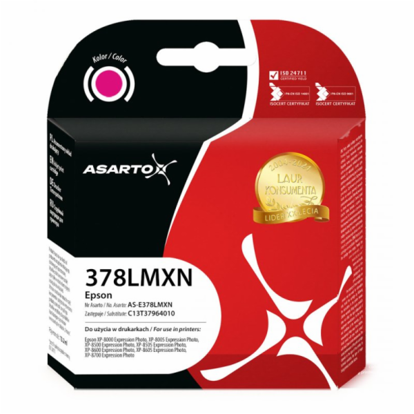 Asarto Inkoust pro Epson 378XL | C13T37964010 | 830 stran...