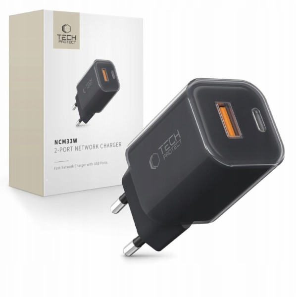 Tech-Protect NCM33W 2PORTOVÁ SÍŤOVÁ NABÍJEČKA PD33W/QC3.0...