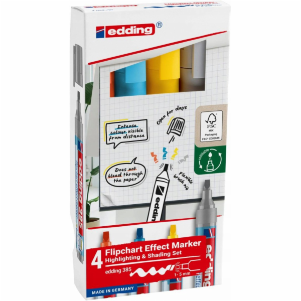 Edding Popisovač na flipchart e-385, 4 ks, různé barvy