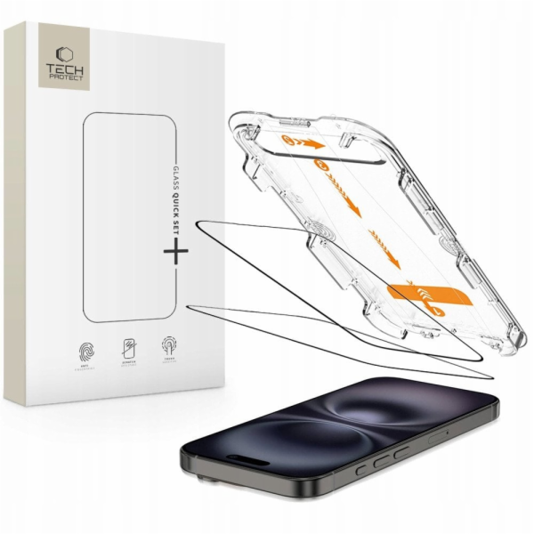 Tech-Protect TVRZENÉ SKLO QUICK SET+ 2 KS PRO IPHONE 15 /...