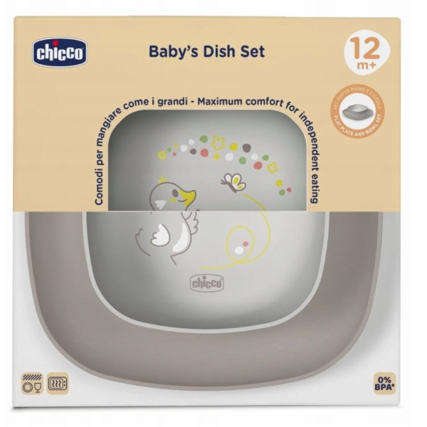 Chicco -1600235-SADA 2 TALÍŘŮ ŠEDÁ 12M+