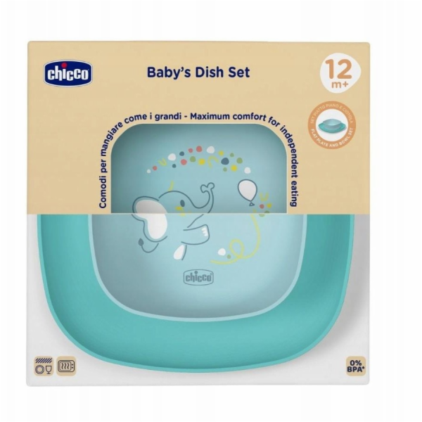 Chicco -1600225-SADA 2 MODRÝCH TALÍŘŮ 12M+