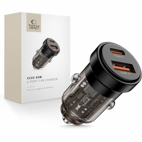 Tech-Protect Autonabíječka CC03 se 2 porty PD45W/QC3.0, č...