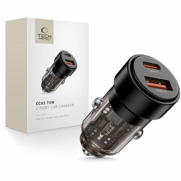 Tech-Protect Autonabíječka CC03 se 2 porty PD75W, černá