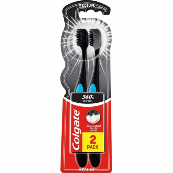 Colgate 360 Black střední zubní kartáček s aktivním uhlím...