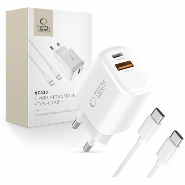 Tech-Protect SÍŤOVÁ NABÍJEČKA NCA20 SE 2 PORTY PD 20W / Q...