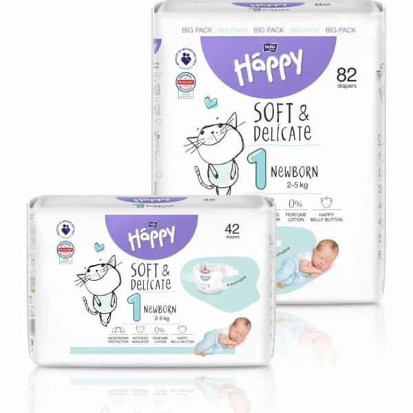 Happy Pleny HAPPY pro novorozence (2-5 kg) 42 ks, velikos...