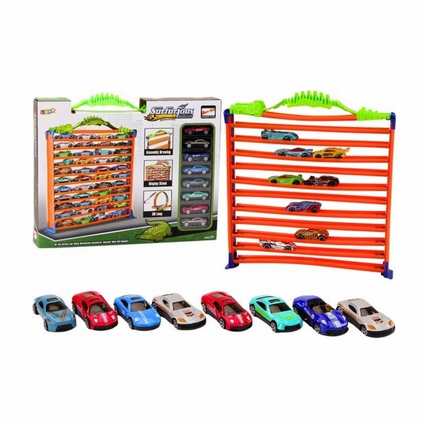 LeanToys Autodráha Parkování 2v1 Garáž Pružiny Smyčka 360...