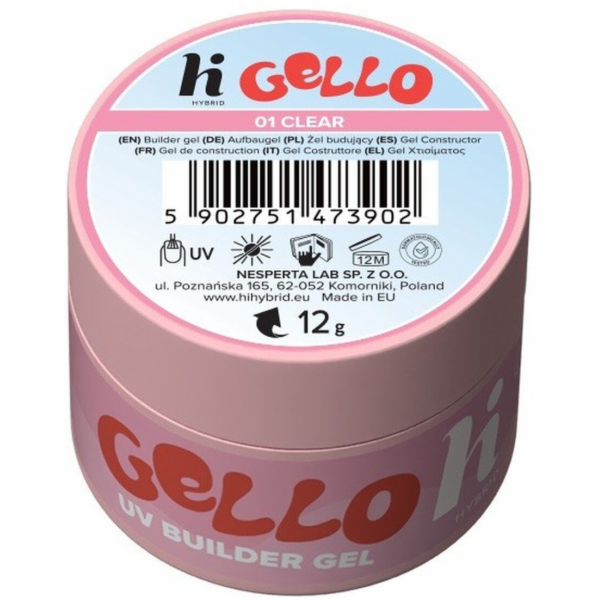 Hi Hybrid Gel na nehty Gello 01 Čirý 12g