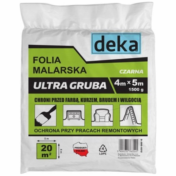 Deka malířská fólie ULTRA SILNÁ ČERNÁ MALÍŘSKÁ FÓLIE 4*5M...