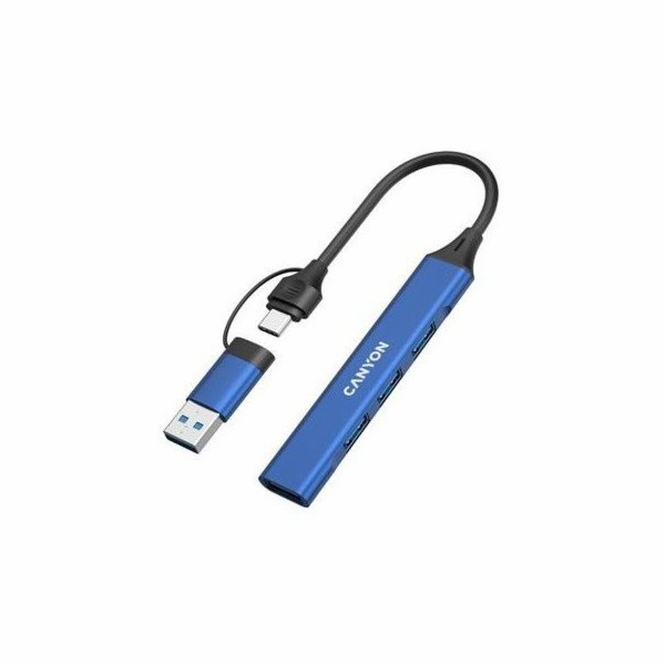 Canyon HUB DS-02 4v1 USB-A/C modrý