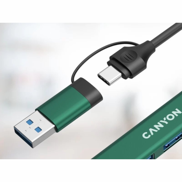 Canyon HUB DS-02 4 v 1 USB-A/C zelený