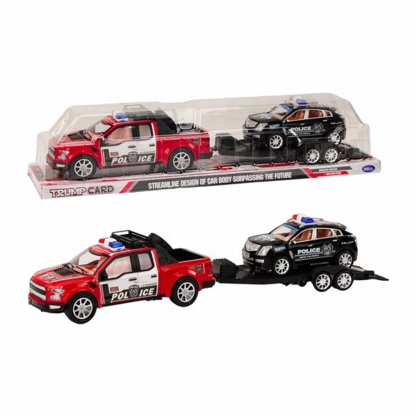 LeanToys policejní pickup s odtahovkou, návěsem, terénní ...