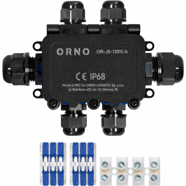 Orno Krabice bez HD IP68, 0,5–6,0 mm2, 2 vývodky M20, 4 v...