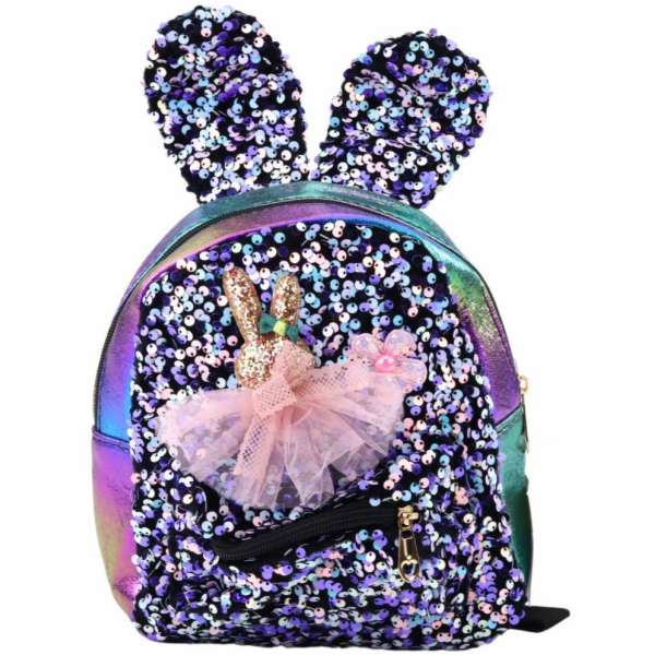 Lean Dětský batoh s flitry a králičími ušima, tmavě barev...