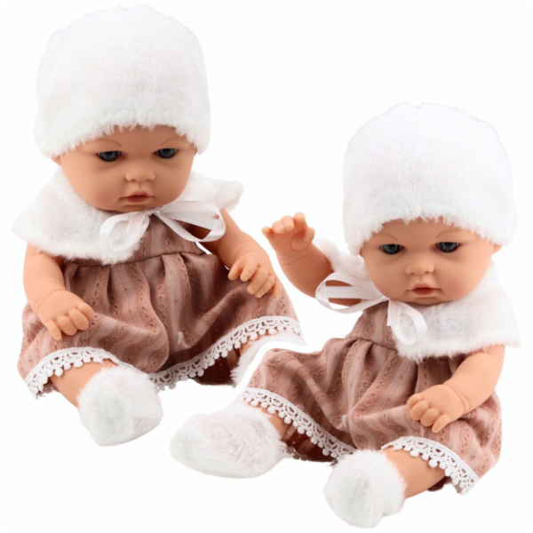 LeanToys Béžové šaty s čepicí a límcem pro Baby Doll