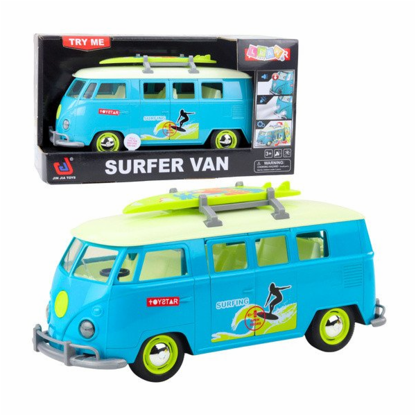 LeanToys Auto Surfař Van Autobus Surf Světla Zní Tyrkysově