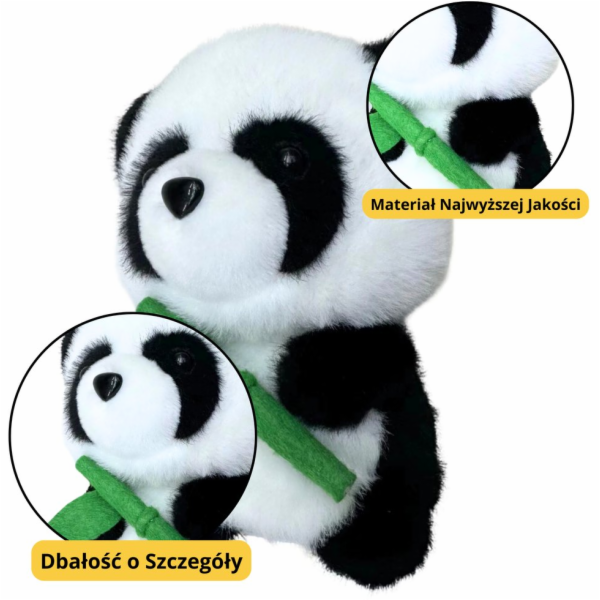 LeanToys Plyšová panda s bambusem 18 cm